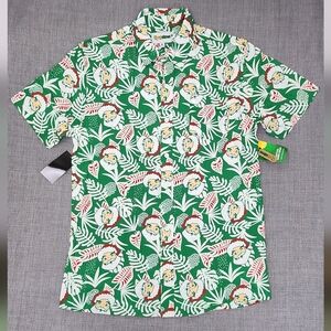 Tipsy Elves Santa Palms Lightweight Button Down Shirt. Large.